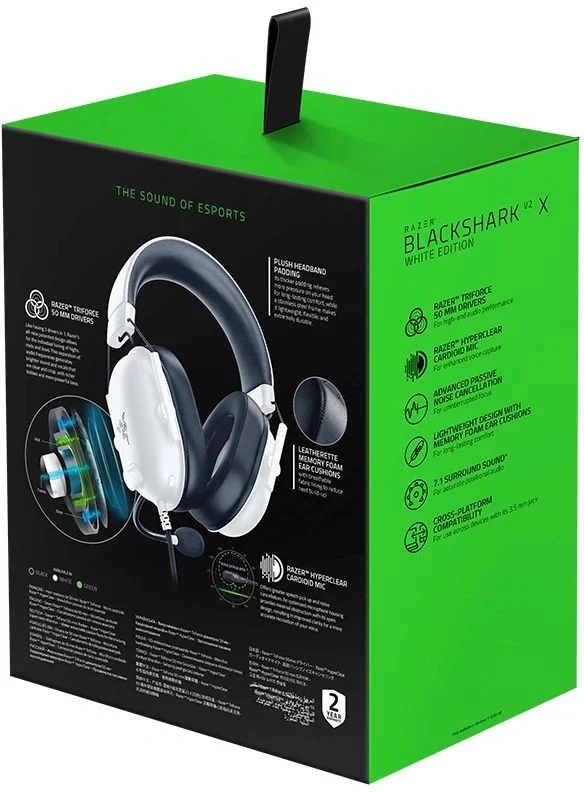 Игровые наушники с микрофоном Razer BlackShark V2 X, Белые-5