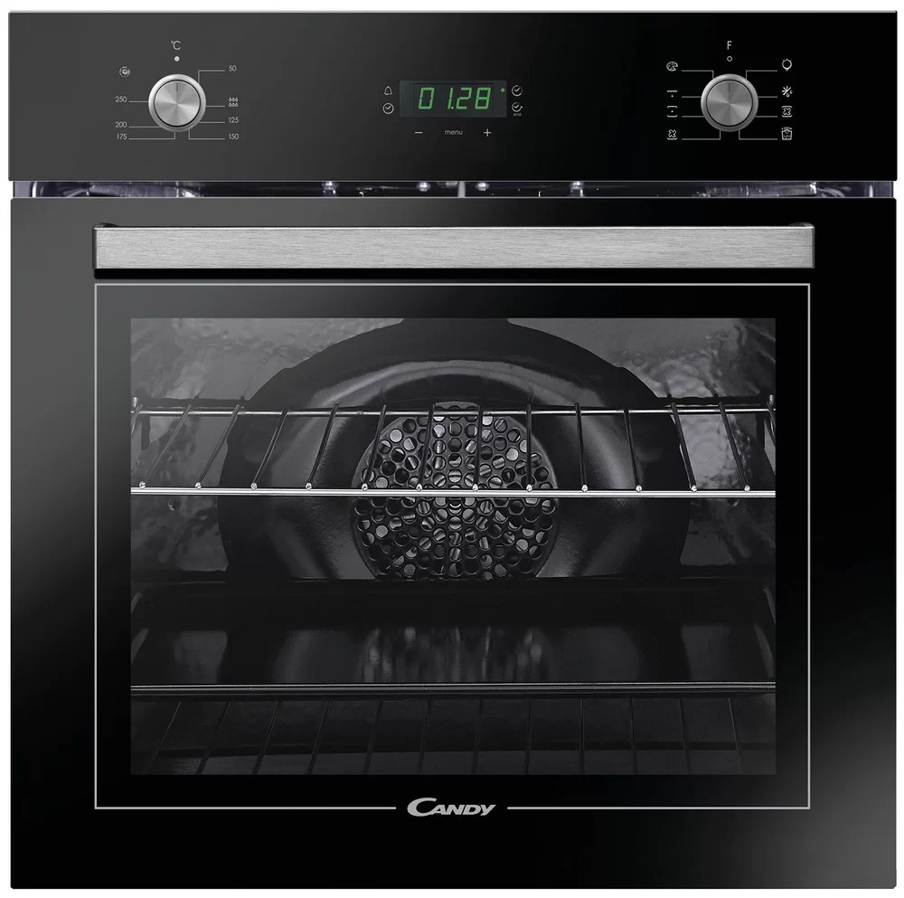 Духовой шкаф Candy FCT625NL/1 (TIMELESS / 70 л / до 250°C / Чёрный, стекло / Aquactiva / Гриль / Металлические направляющие / A)-0
