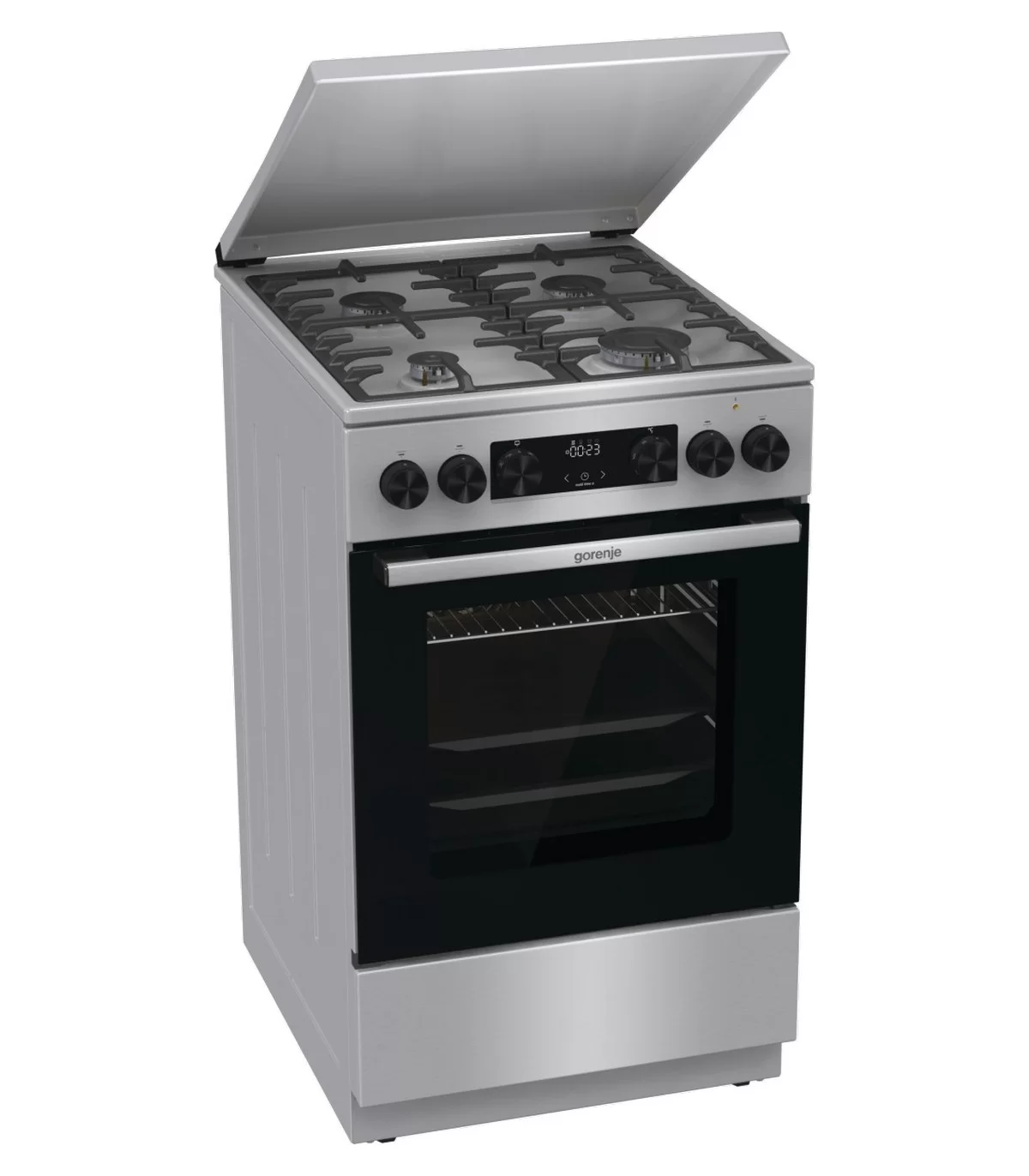 Плита комбинированная Gorenje MEKS5141XM (Advanced / Нерж. сталь / духовка - 70 л / 4 газовые конфорки / эмал. решетки / металлическая крышка)-0