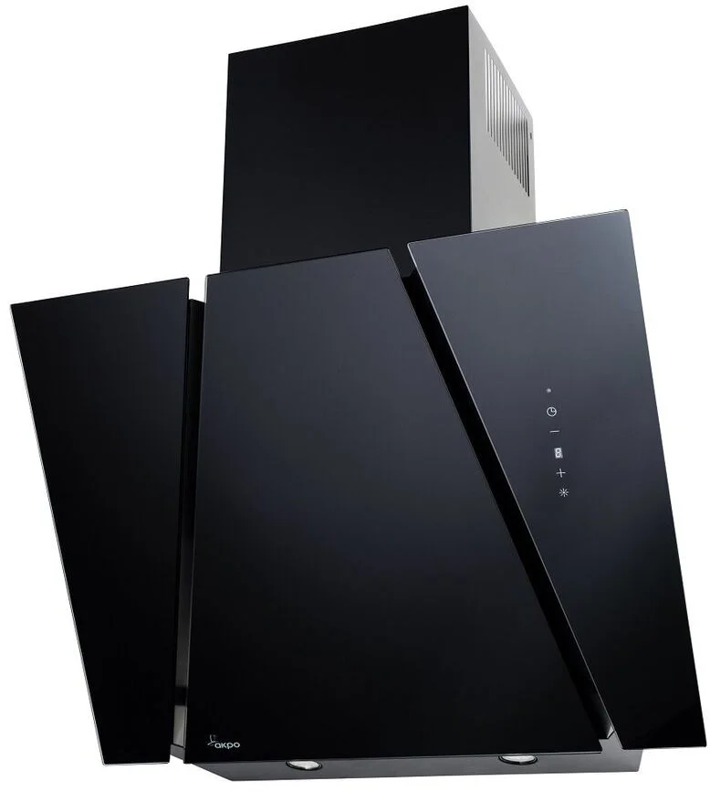 Вытяжка наклонная AKPO WK-9 Cetias 90 Inox/Black Glass (1100 м³/ч / 111 Вт / 2 LED лампы по 2 Вт / ширина - 90 см / чёрное стекло)-0