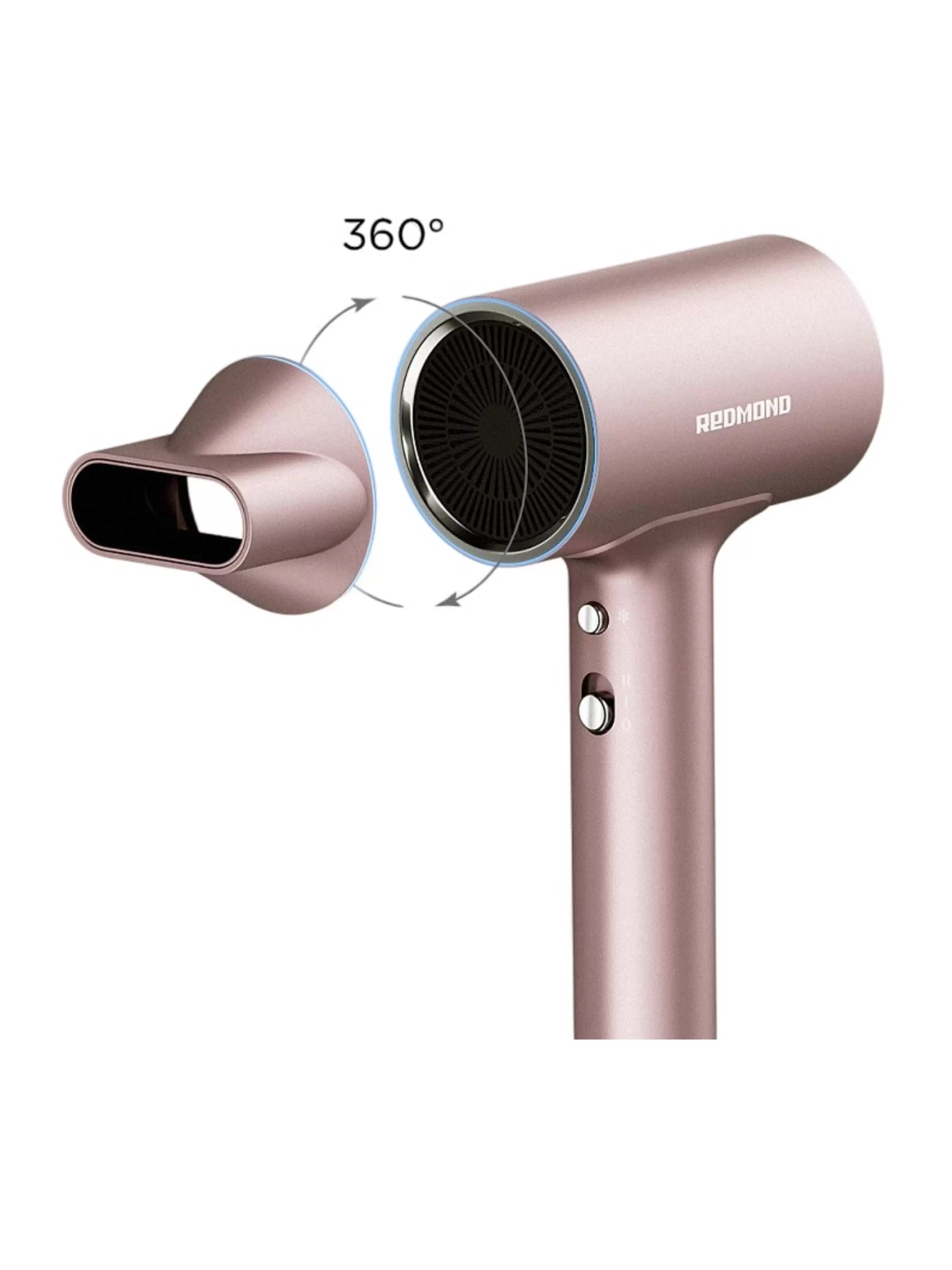 Фен Редмонд HD1702 (компактный/ 1600 Вт / 2 режима / холодный воздух / шнур - 1,7 м / ионизация / DC мотор / розовый)-7