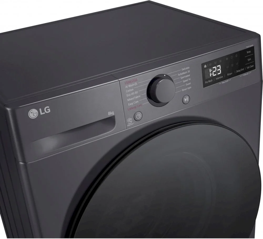 Стиральная машина LG F2WR508S2M (47.5см / 8кг / 1200об / пар / добавление белья / AI DD ™ / Smart Diagnosis / Inverter Direct Drive / A+++ / Чёрная)-6