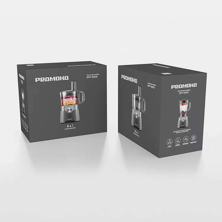 Кухонный комбайн Redmond RFP-3909 (1500 Вт / 1,2 л / блендер, соковыжималка, тёрка, кофемолка / кувшин - пластик, 1.8 л/ 2 скорости)-8