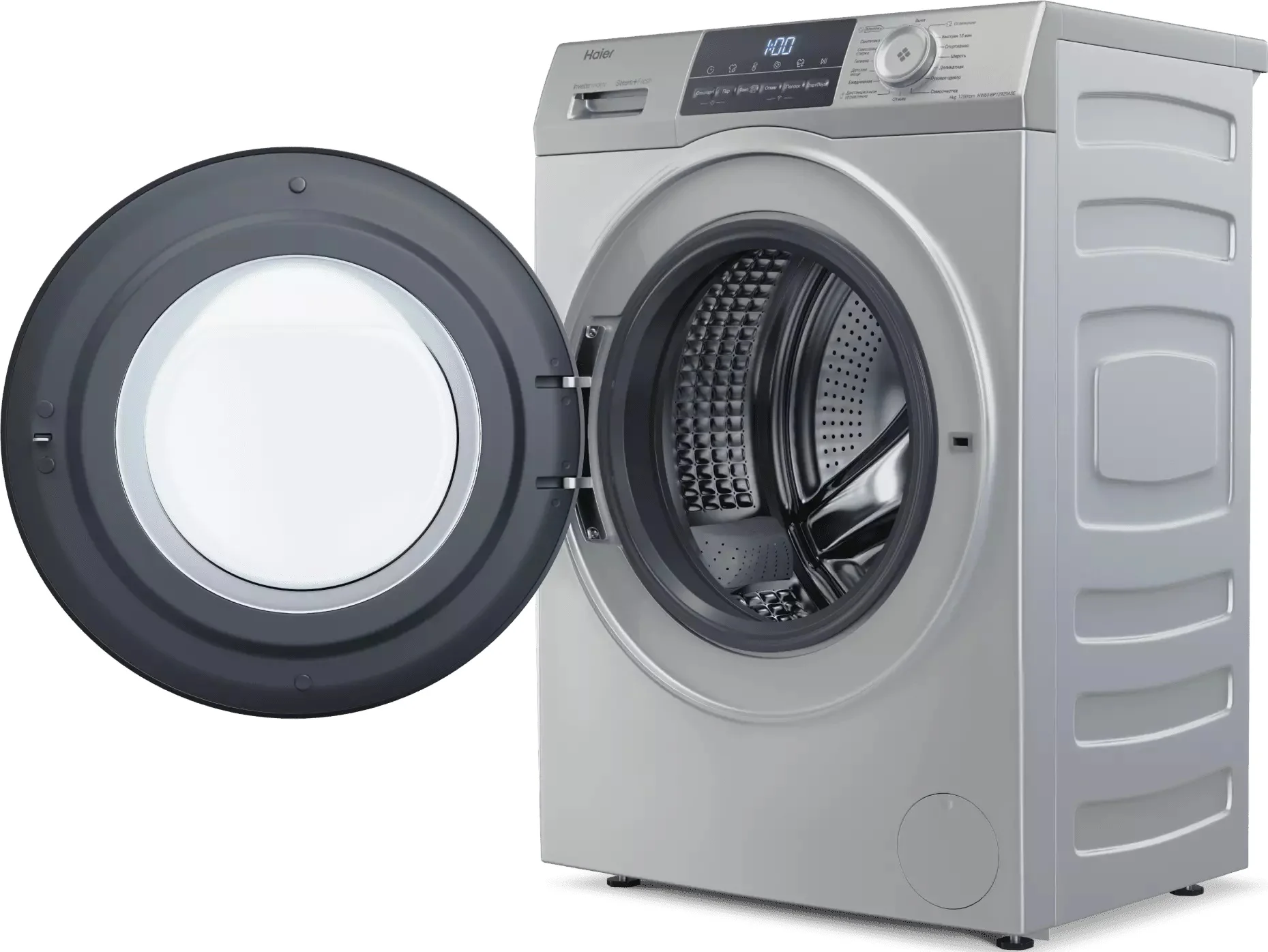 Стиральная машина Haier HW60-BP12929ASE (46см / 6кг / 1200об / пар / Smart Dual Spray / Wi-Fi (Evo) / Invertor / A+++ / Серебро)-2