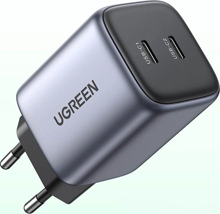 Сетевое зарядное устройство Ugreen CD294, (Type-C*2/3A/45W/PD/QC), серый (90573)-0