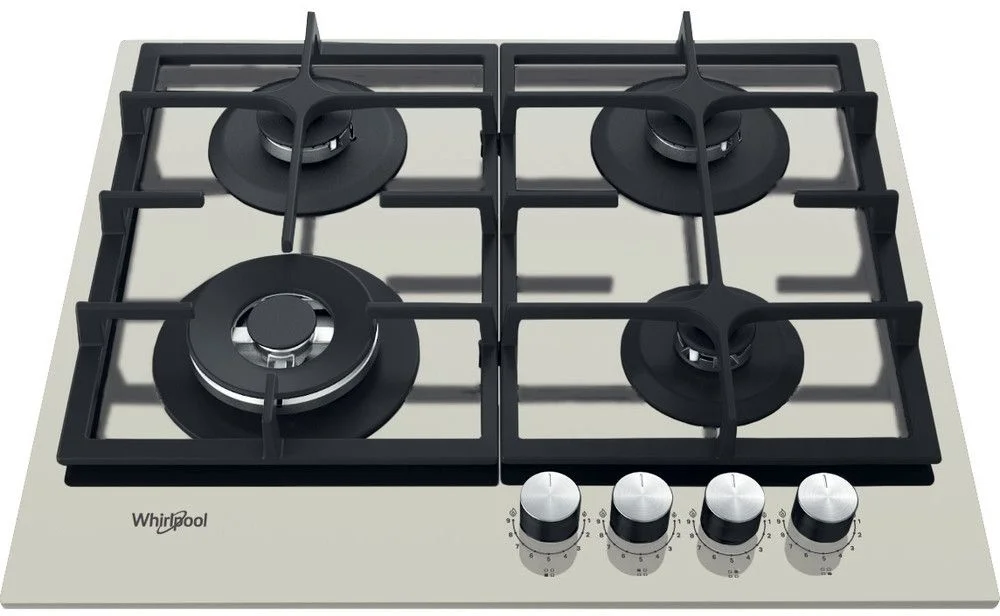 Поверхность газовая Whirlpool AKTL 629/S (Бежевый / 4 конфорки / Чугунные решетки / Закаленное стекло / Электроподжиг / Газ контроль)-0