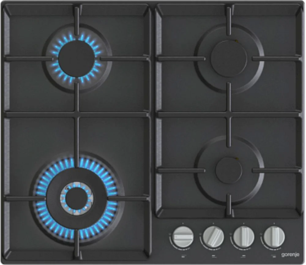 Поверхность газовая Gorenje GW641EXB (Essential / Чёрный / нержавеющая сталь / эмаль / XtraSurface / WOK)-0