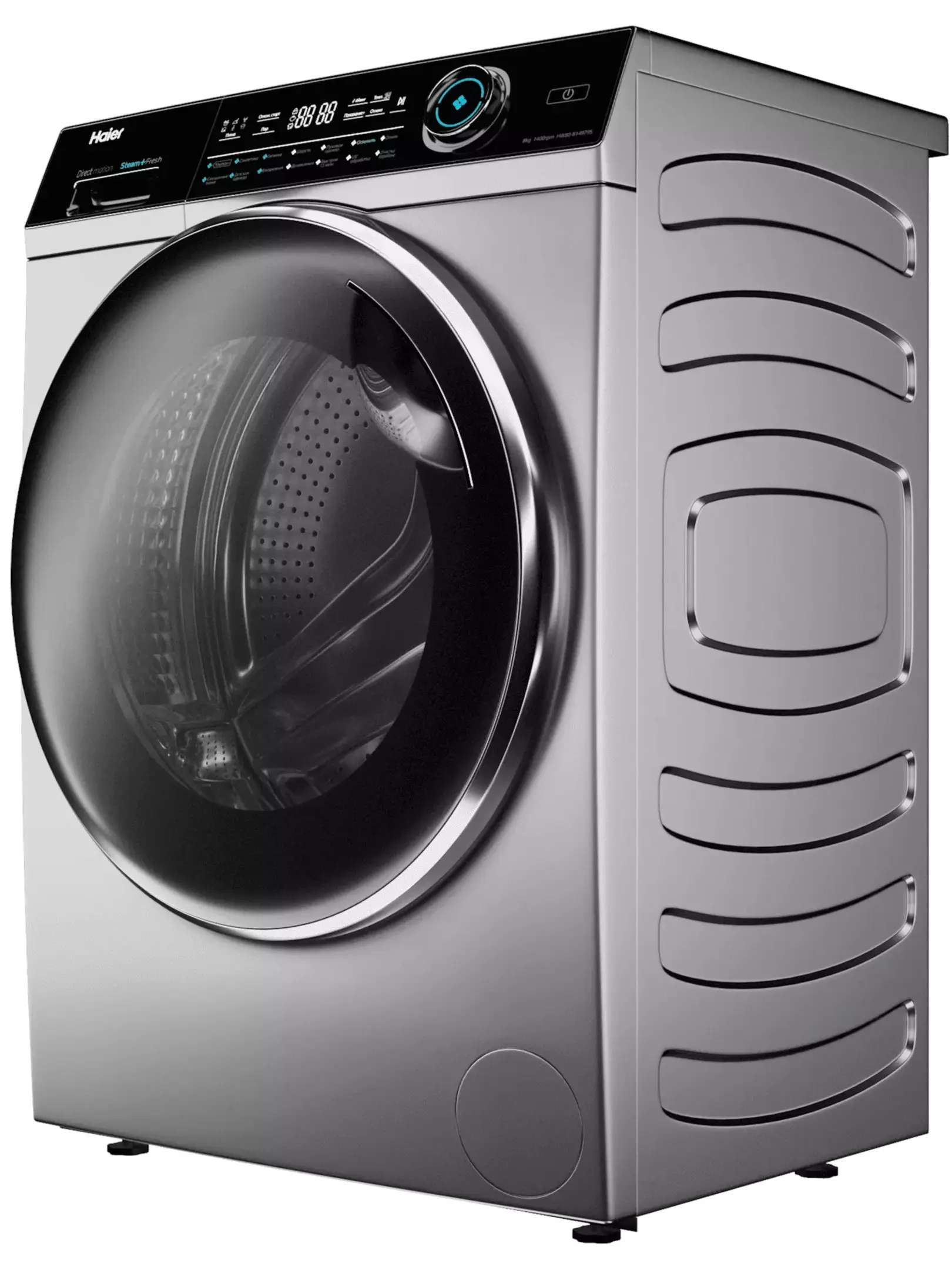 Стиральная машина Haier HW80-B14979S (51,3 см / 8кг / 1400об / пар / Drum Light / Antistain / Direct Motion / A+++ / Серебро)-1