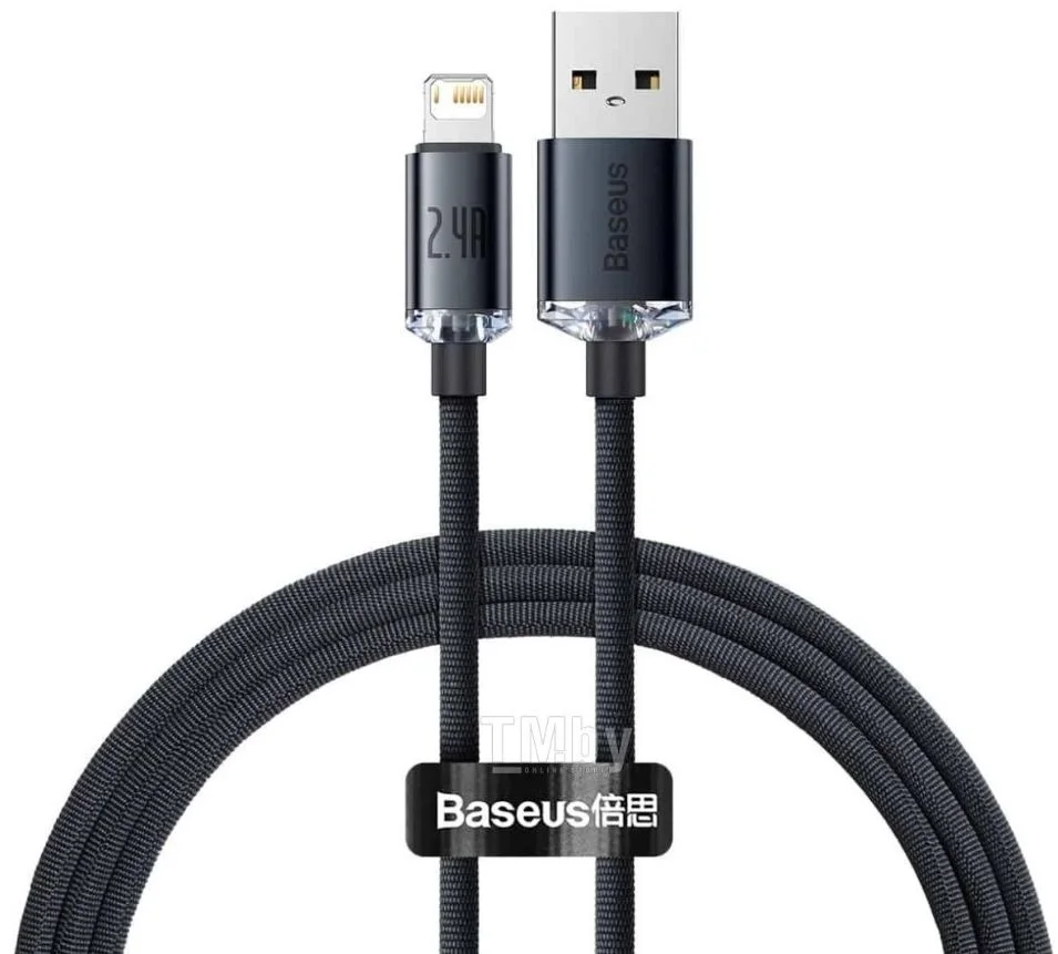 Кабель Baseus Crystal Shine Series Lightning - USB, 2м, Черный-0