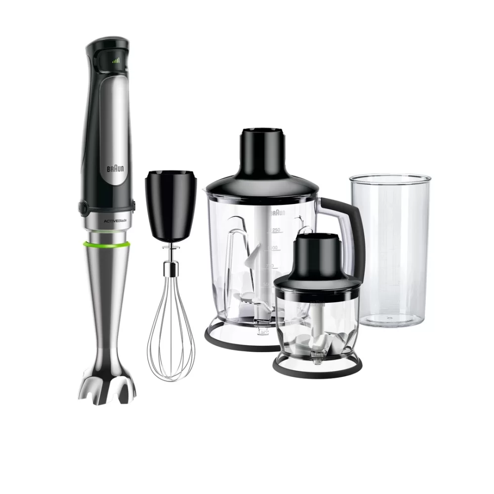 Блендер Braun Multiquick 7 MQ7045X (1000 Вт/ скоростей 10/ турборежим/ венчик, измельчитель, кувшин, стакан)-0