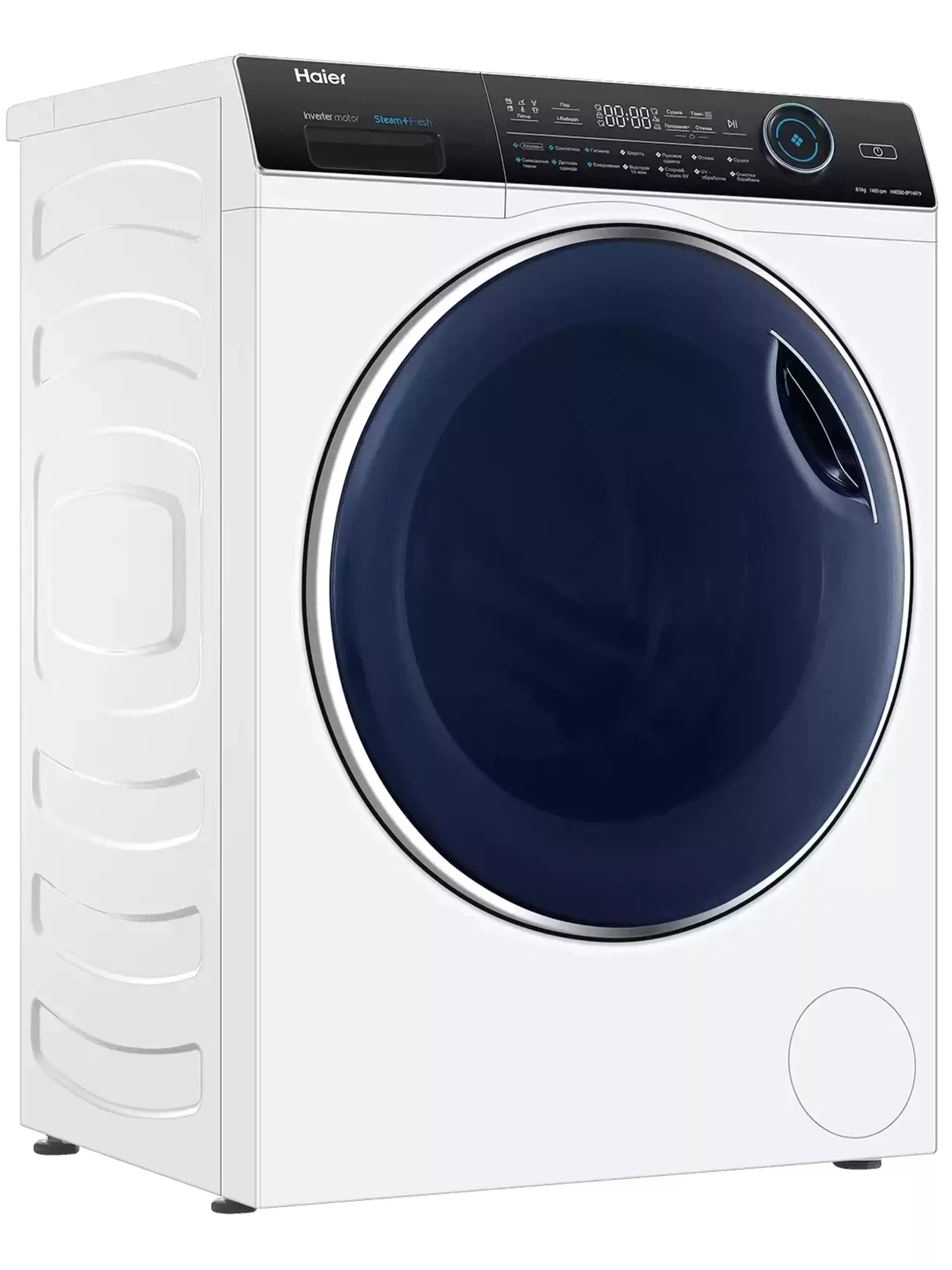 Стирально-сушильная машина Haier HWD80-BP14979 (53,5см / 8/5кг / 1400об / пар / Инверторный Двигатель / Серебро)-2