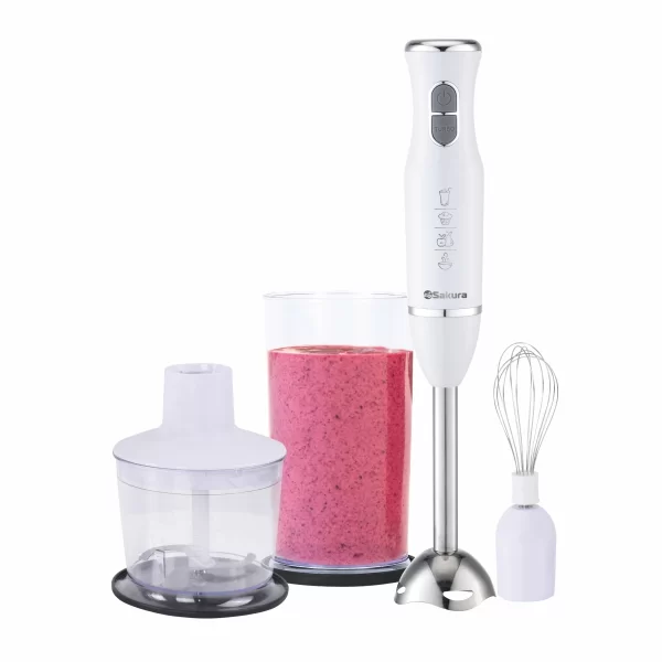 Блендер Sakura SA-6263SW (600 Вт/ скоростей 2/ турборежим/ венчик, измельчитель, стакан)-0