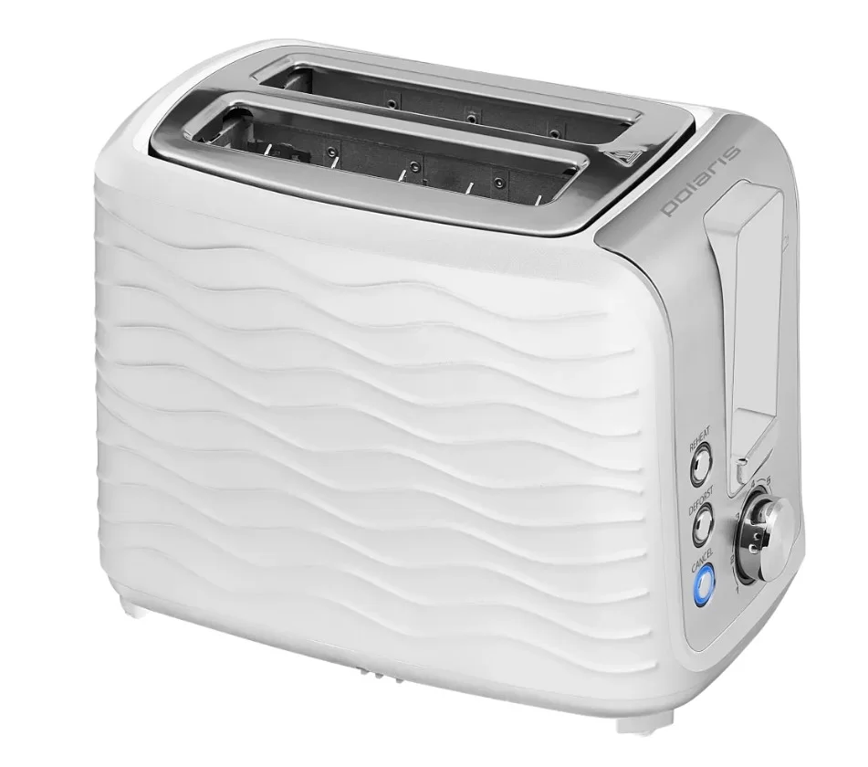 Тостер Polaris PET 0922 (900 Вт/ тостов - 2/ подогрев, размораживание, решетка для подогрева булочек, поддон для крошек/ пластик/ белый)-0