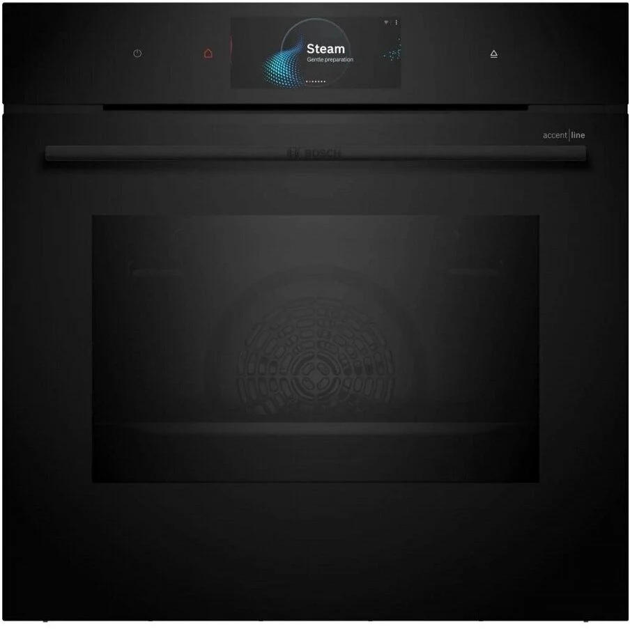 Духовой шкаф с добавлением пара Bosch HSG958DB1 (Serie8/ 71 л / до 250°C / Чёрное стекло / Гриль / Телескоп. напр. (x1) / EcoClean Direct / Wi-Fi)-0