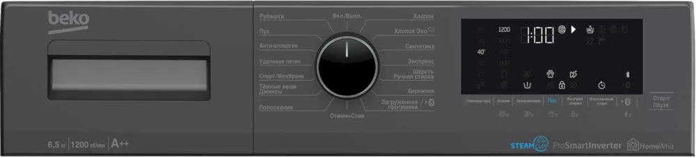 Стиральная машина Beko WSPE6H616A (40-44см / 6,5кг / 1200об / пар SteamCure / HomeWhiz®(Bluetooth) / Инверторный мотор ProSmart™ / Серебристый / A+++)-4