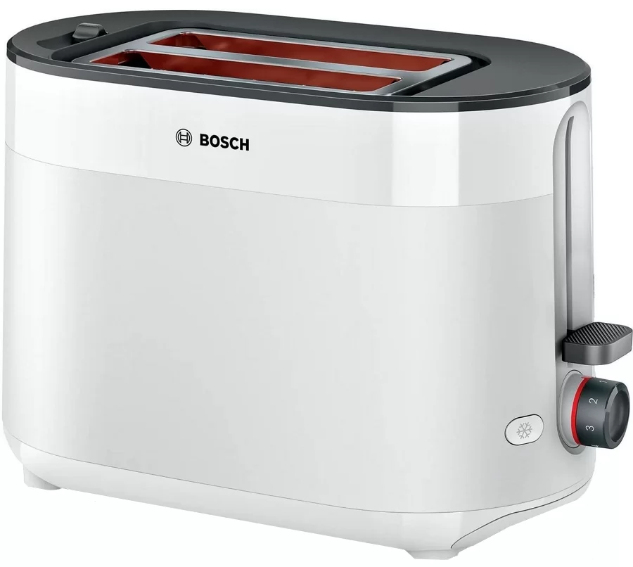 Тостер Bosch TAT2M121 (950 Вт/ тостов - 2/ подогрев, размораживание, решетка для подогрева булочек, поддон для крошек/ белый)-0