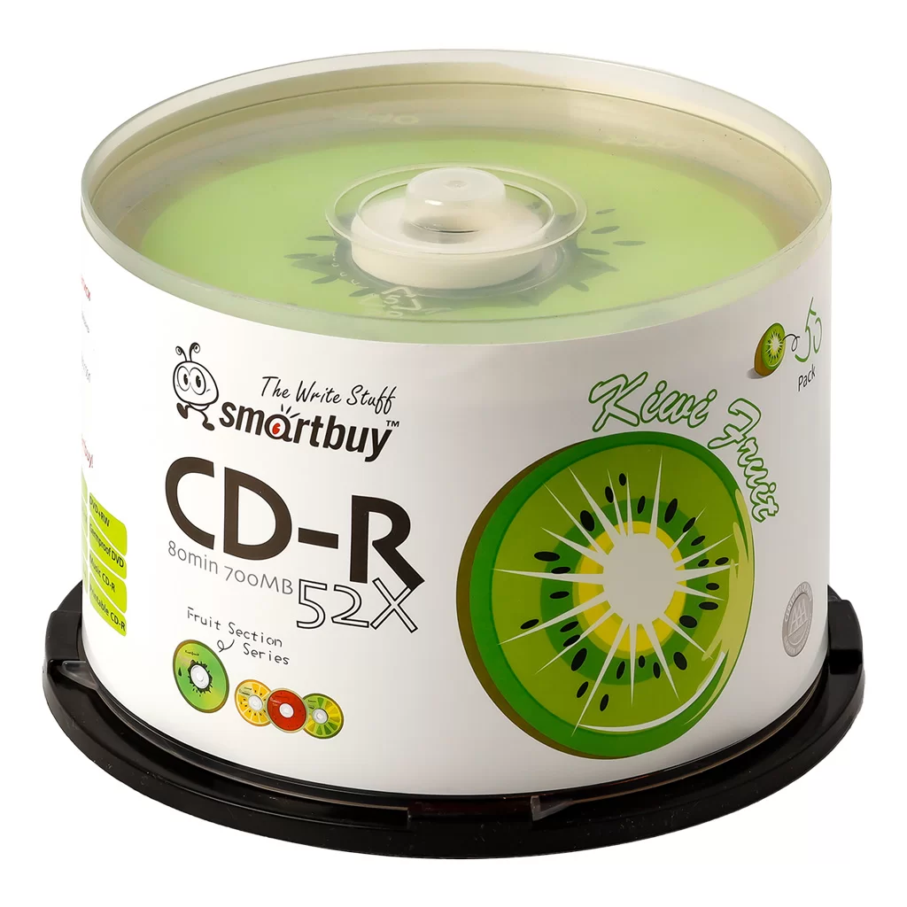 Диск CD-R Smartbuy 700 Mb, 52x, Fresh-Kiwifruit CB-50 (BOX50) розничная продажа по 1шт-0