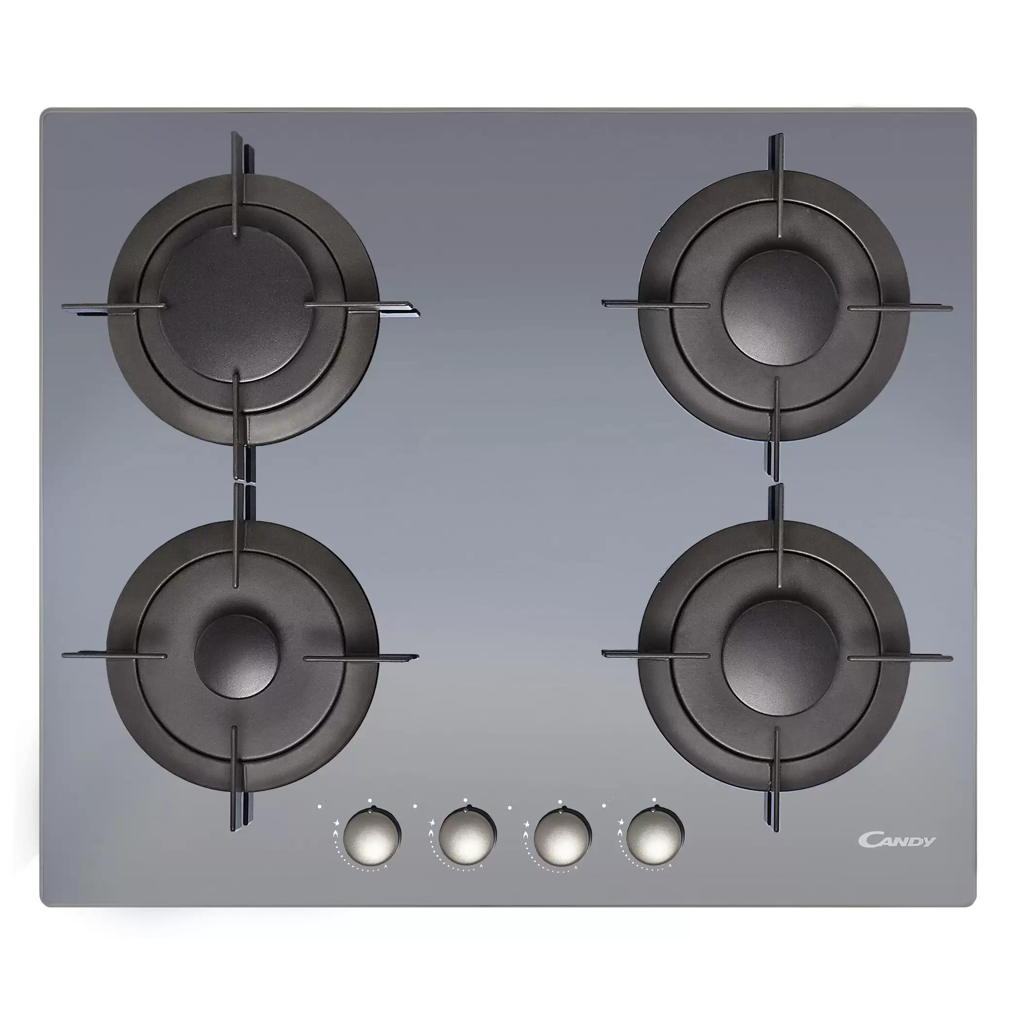 Поверхность газовая Candy CVG64SGX (Timeless / серый / закаленное стекло / сталь)-1