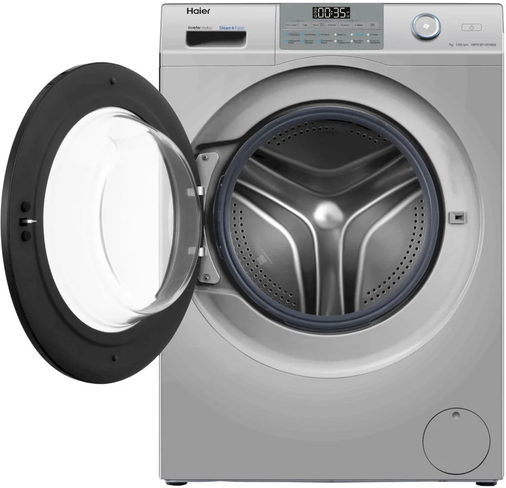 Стиральная машина Haier HW70-BP12959BSE (45,4 см / 7кг / 1200об / пар / Smart Dual Spray / Wi-Fi / Invertor / A+++ / Серебро)-3