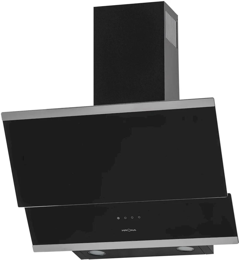 Вытяжка наклонная KRONA IRIDA 600 black sensor (863 м³/ч / 125 Вт / LED освещение 2x3 Вт / ширина - 59.6 см / чёрное стекло)-0