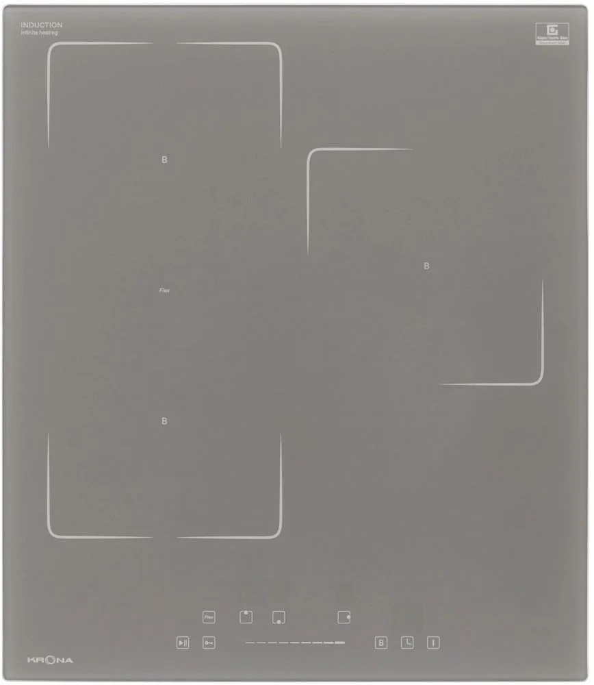 Поверхность индукционная KRONA MYSTERIUM max ih 45 GR (Узкая, 45 см / Графит / 3 конфорки /1,5 кВт /2,2 кВт /3 кВт /стеклокерамика/ STOP&GO / 6,2 кВт)-0