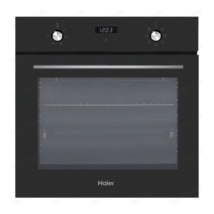 Духовой шкаф Haier HOX-P06HGB (76 л / Чёрное стекло / Гриль / Телескоп.напр.(x1) / Эмаль легкой очистки / A)-0