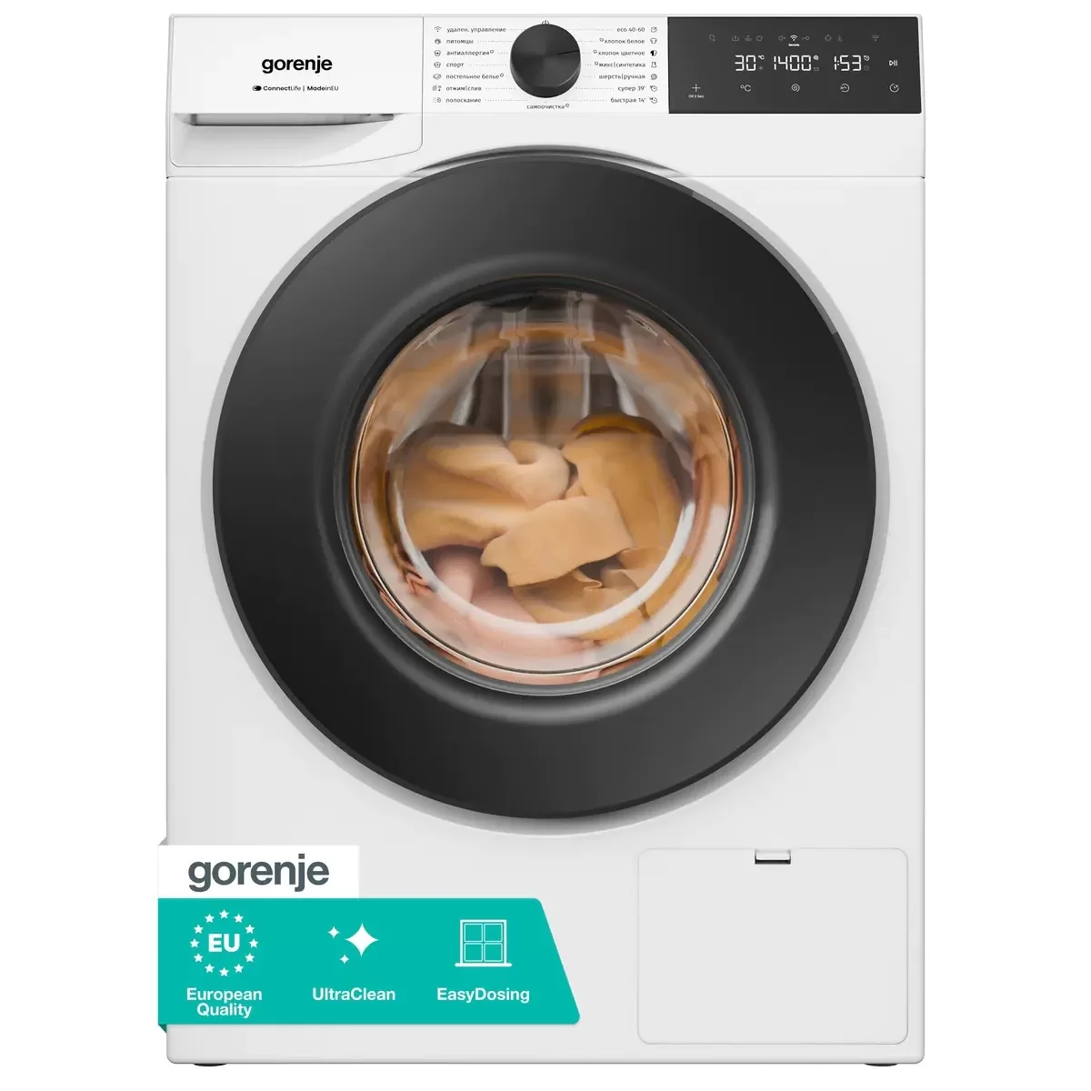 Стиральная машина Gorenje WG494A11 (54-57см / 9кг / 1400об / пар / AddClothes / AntiCrease / Inverter PowerDrive / Wi-Fi / А+++)-0