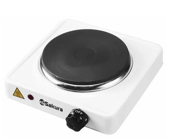 Плитка электрическая Sakura ПЭ-01B (1 конфорка/ чугун/ дисковый нагреватель/ мощность 1000 Вт/ черный)-1