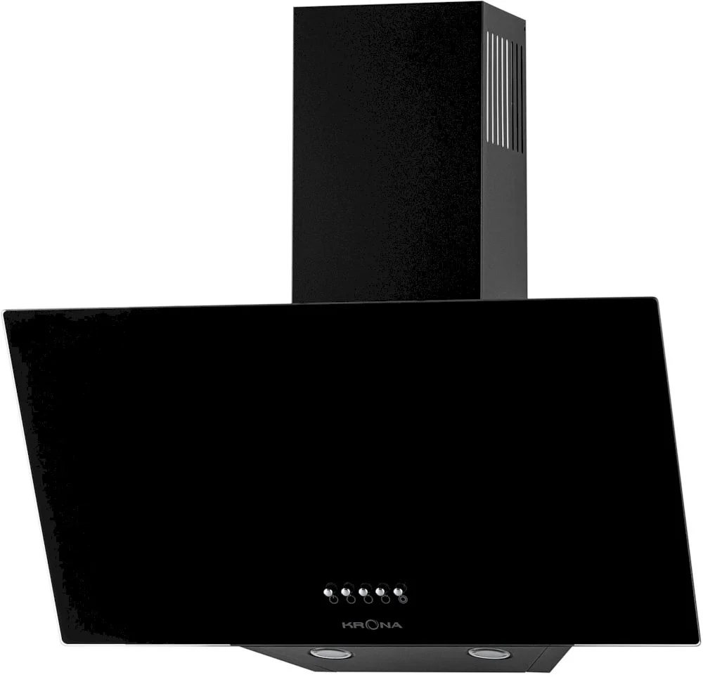 Вытяжка наклонная KRONA GABRIELE 600 black PB (780 м³/ч / 100 Вт / LED освещение 2x1 Вт / ширина - 59.6 см / чёрный / стекло)-0