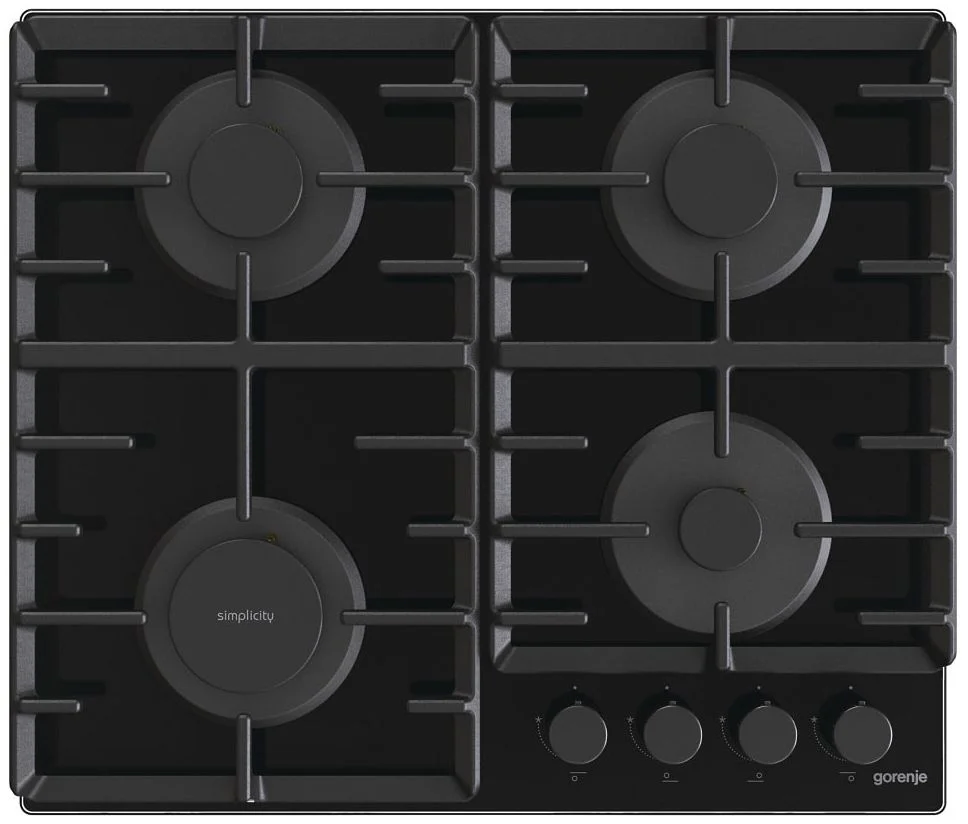 Поверхность газовая Gorenje GT642SYB (Simplicity 2.1 / черный / закаленное стекло / чугун)-2