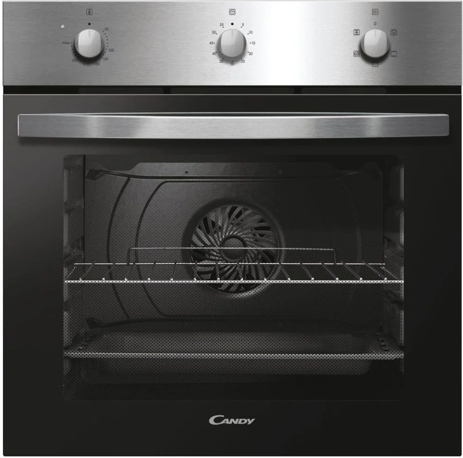 Духовой шкаф Candy FIDC X502 (Idea / 65 л / до 250 °C / Нерж.сталь + Чёрн. стекло / Гриль / Рельефные направляющие / A)-0