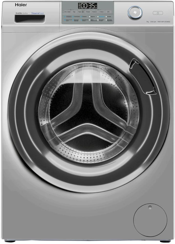 Стиральная машина Haier HW70-BP12959BSE (45,4 см / 7кг / 1200об / пар / Smart Dual Spray / Wi-Fi / Invertor / A+++ / Серебро)-0