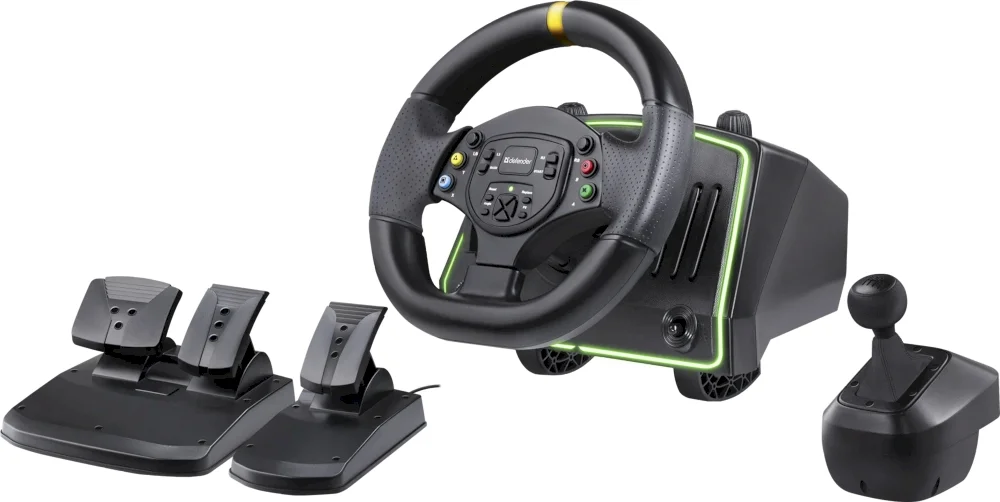 Руль Defender Dominion USB, (PC/PS/Xbox/Switch,педали), чёрный-0