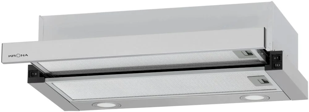 Вытяжка телескопическая KRONA KAMILLA T 600 INOX (1000 м³/ч / 2*80 Вт / LED освещение 2x1,5 Вт / ширина - 59,7 см / нерж. сталь / металл)-0