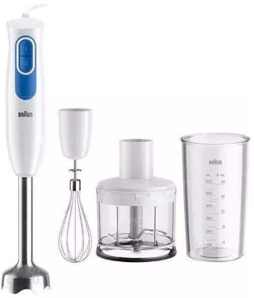 Блендер Braun MQ20.236MWH (600 Вт/ скоростей 2/ венчик, измельчитель, стакан)-0