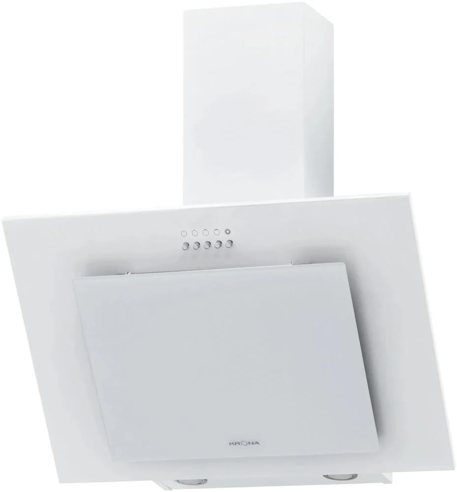 Вытяжка наклонная KRONA VIERKANT 600 WHITE PB (890 м³/ч / 125 Вт / LED освещение 2x3 Вт / ширина - 59.7 см / белый металл/стекло)-0