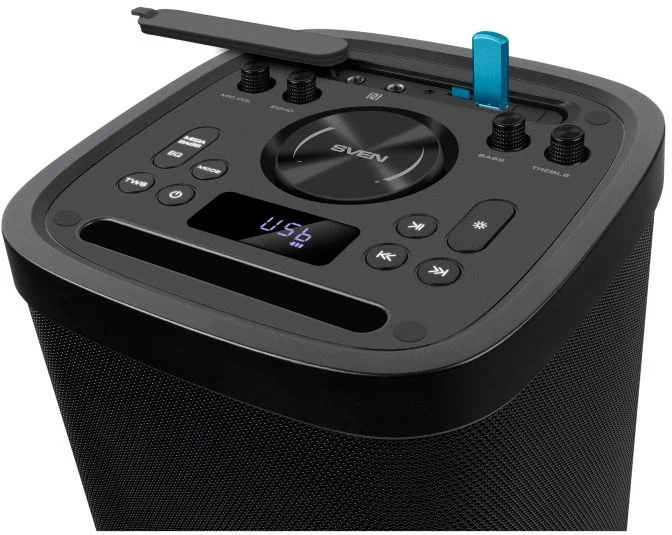 Беспроводная портативная колонка SVEN PS-930 / 150W / TWS / microSD / USB / FM / Bluetooth /  Батарея 7200mAh / LED подсветка / дисплей / караоке -6