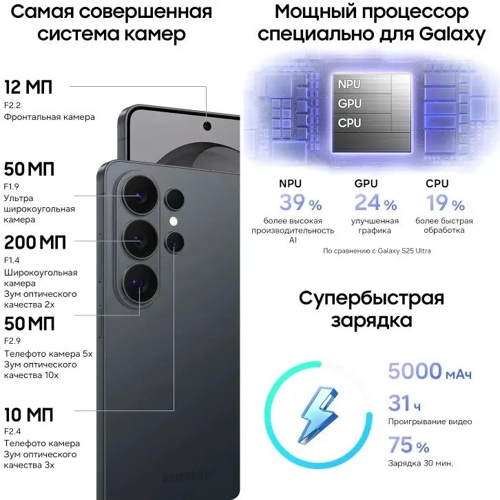 Смартфон Samsung Galaxy S26 Ultra 12/256 ГБ (SM-S948B), черный-10