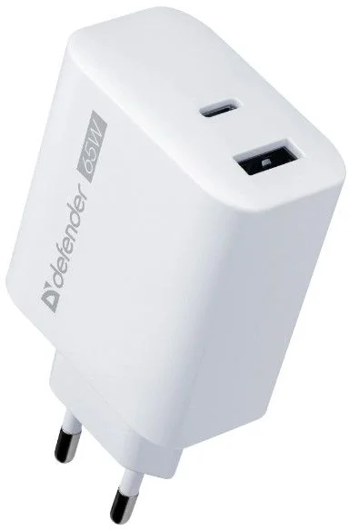 Сетевое зарядное устройство Defender UPA-165, (USB/Type-C/65W/GAN/PD/QC), Белое-0