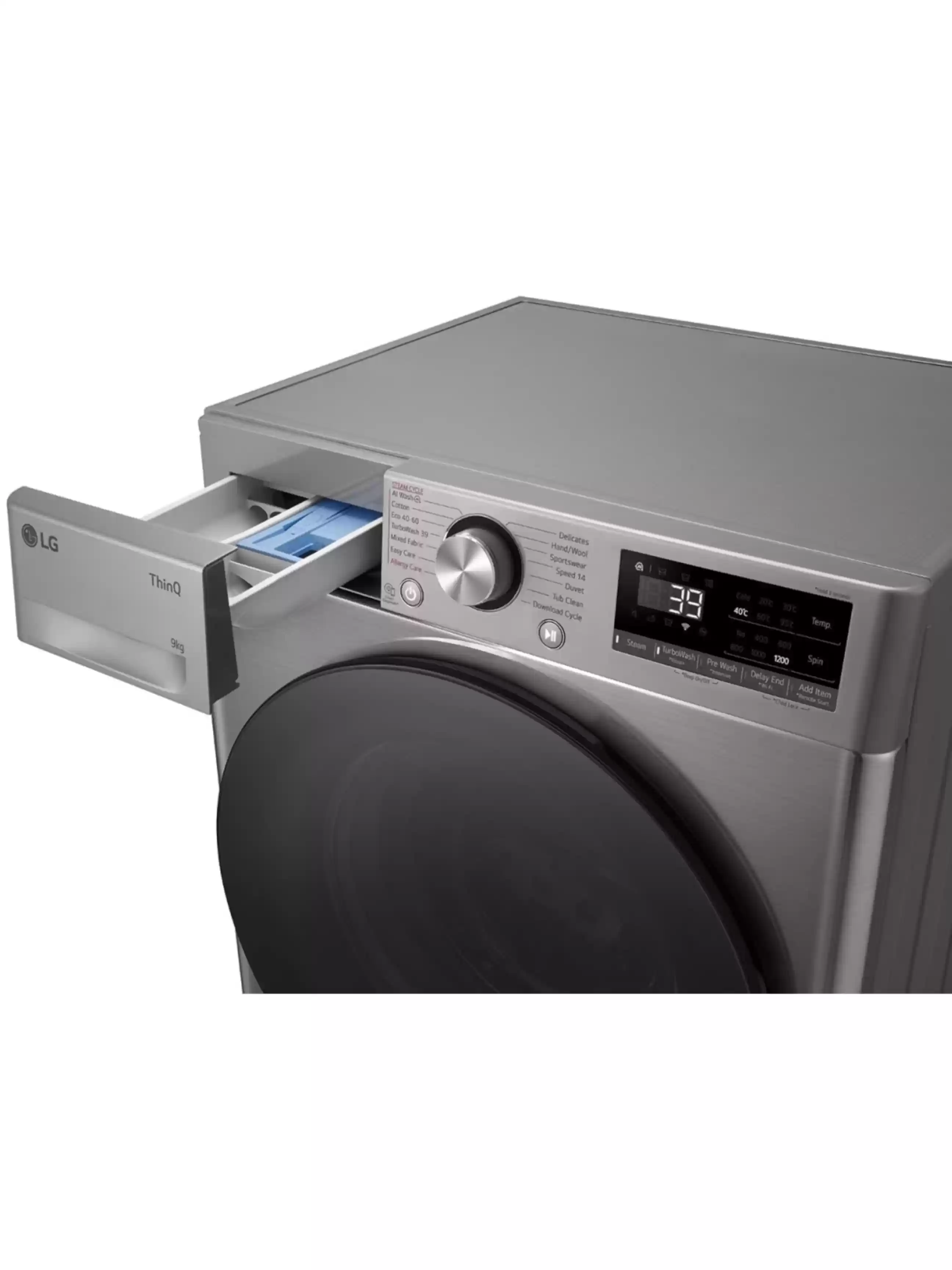 Стиральная машина LG F2WR709S2P (47.5см /9кг/1200об/пар/ добавление белья / AI DD ™ / TurboWash™ 360˚ / Wi-Fi / Inverter Direct Drive / A+++ / Серая)-5