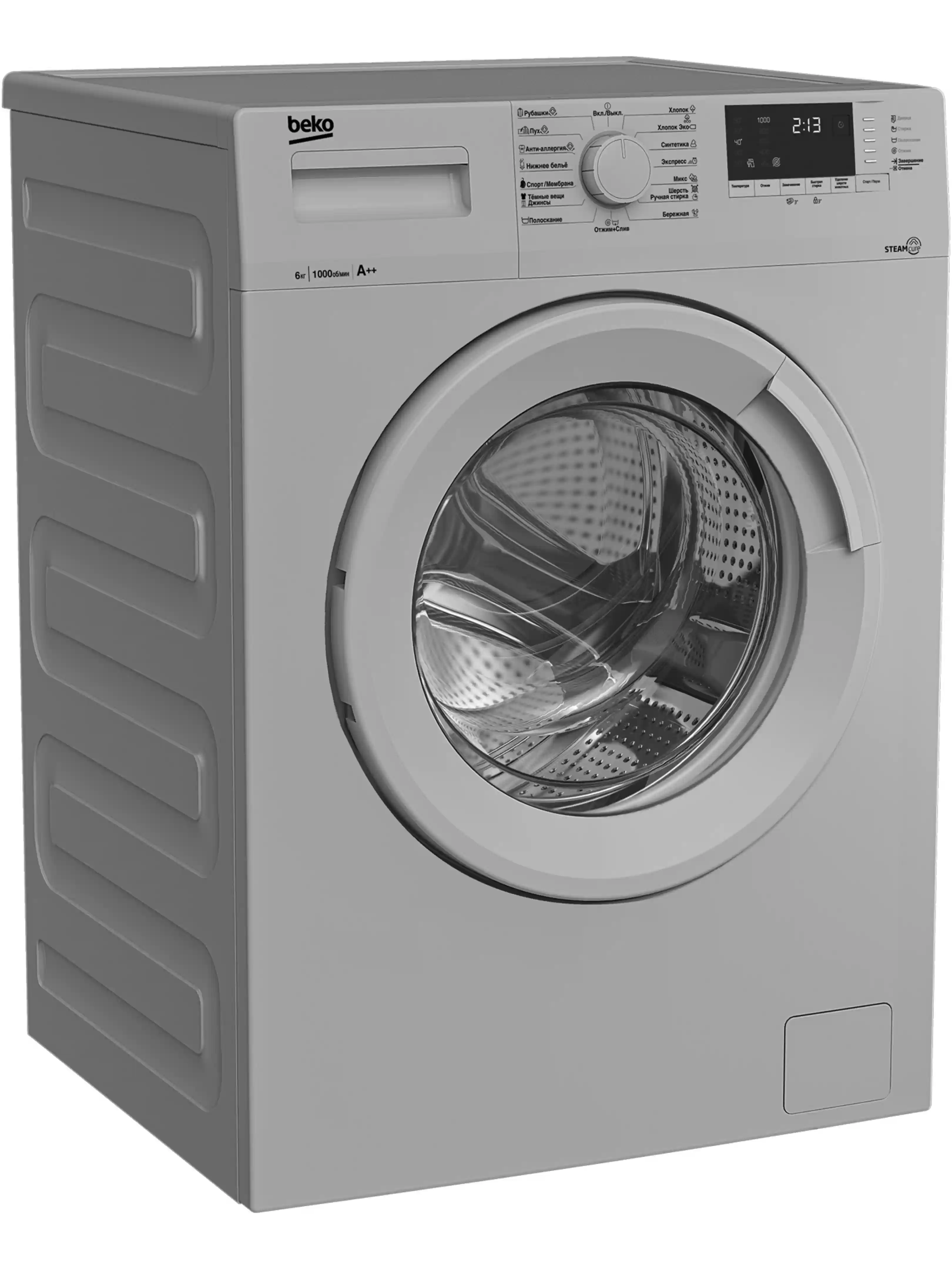Стиральная машина Beko WSRE6512ZSS (40-44см / 6кг / 1000об / пар / A / Серебристый)-1