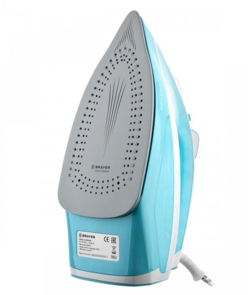 Утюг Brayer BR4000 белый/голубой (2600 Вт/ подошва - керамика / паровой удар - 140 г/мин/ 1,9 м/ автоотключение)-4