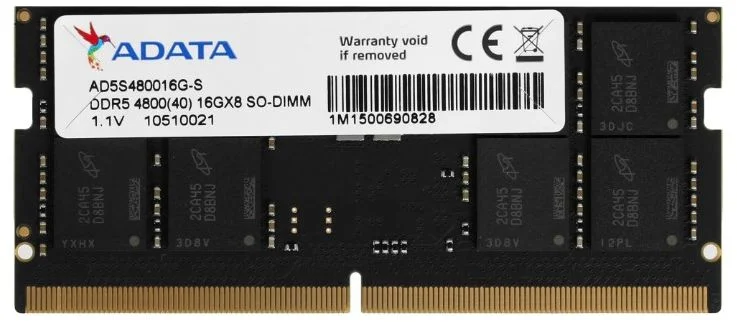 Память DDR5 SODIMM 16Gb 4800MHz  ADATA AD5S480016G-S-0