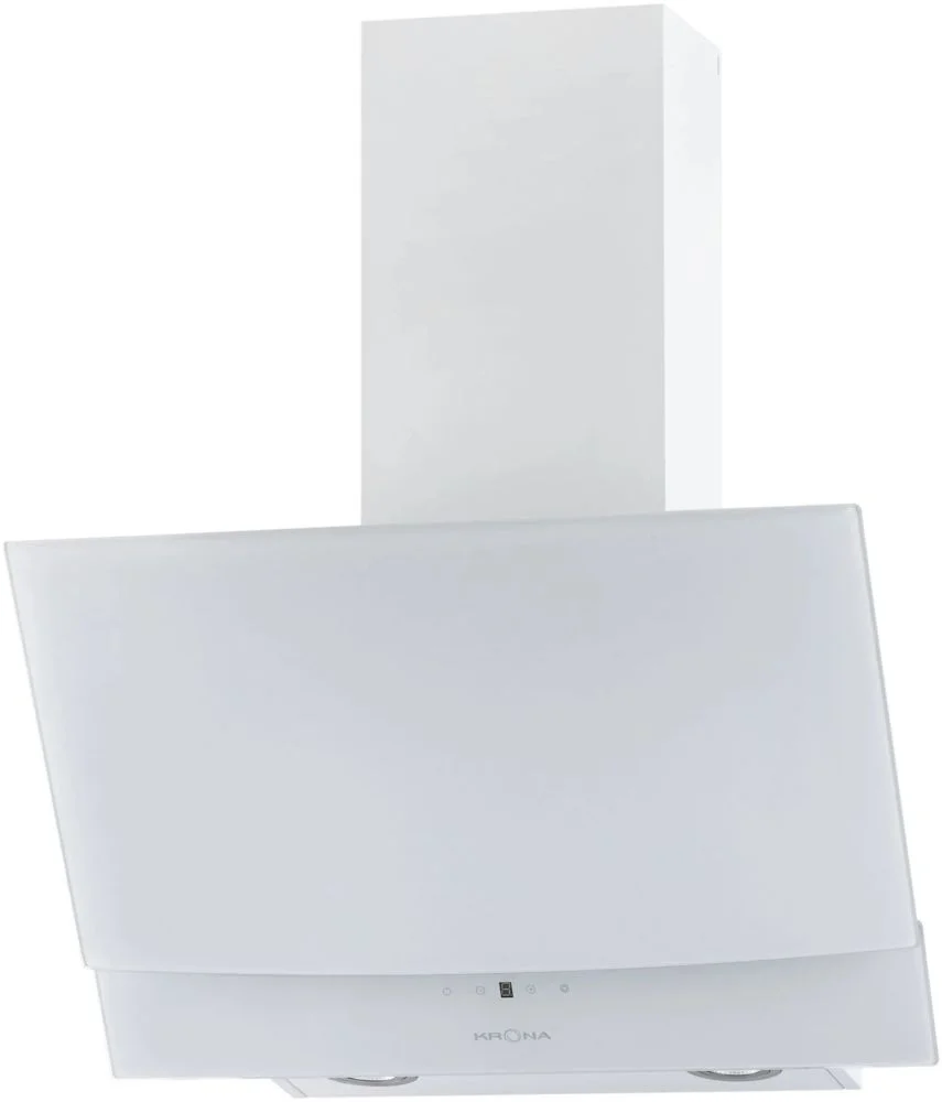 Вытяжка наклонная KRONA ALVA 600 white S (633 м³/ч / 65 Вт / LED освещение 2x1.5 Вт / ширина - 59.5 см / белый / cтекло)-0