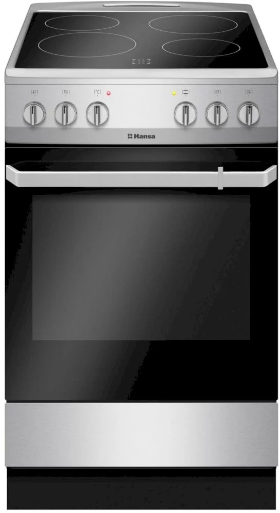 Плита электрическая Hansa FCCX580009 (Нерж. сталь / духовка - 62 л / 4 конфорки (1,7/1,2/1,2/1,7кВт) / SteamClean / Мощность - 5,8кВт)-0