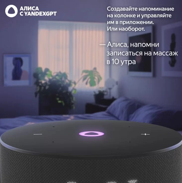 Умная колонка Яндекс Станция Мини 3 с Алисой, чёрная-6