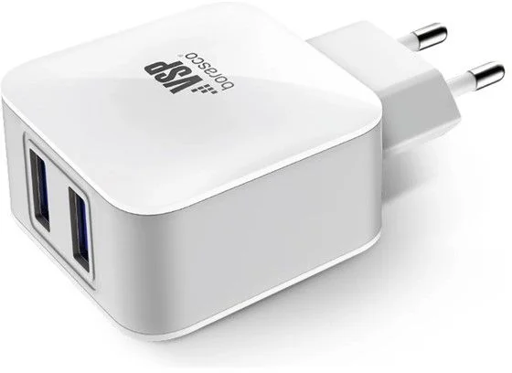 Сетевое зарядное устройство Borasco, (2*USB/2,1A), Белое-0