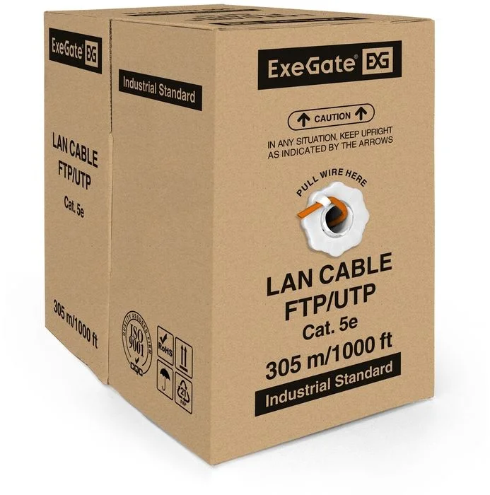 Витая пара Exegate UTP, CAT 5E, CCA, 24AWG, 4 пары, бухта 305м, PVC, серый (EX138965RUS)-0