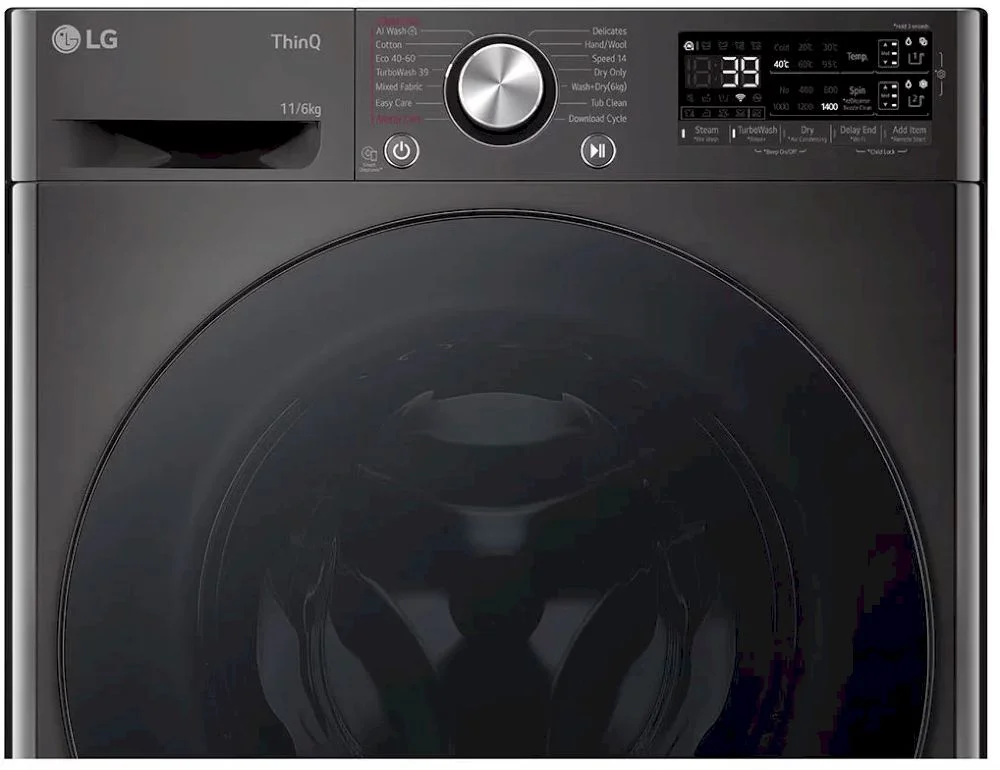 Стирально-сушильная машина LG F4DR711S2BA (56.5см /11кг/6кг/ 1400об / пар / AI DD / TurboWash™360 / Wi-Fi / Inverter Direct Drive / A+++ / Чёрная)-7
