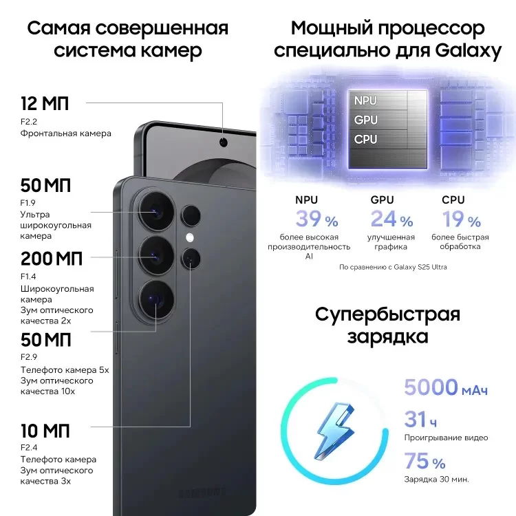 Смартфон Samsung Galaxy S26 Ultra 16/1024 ГБ (SM-S948B), черный-10